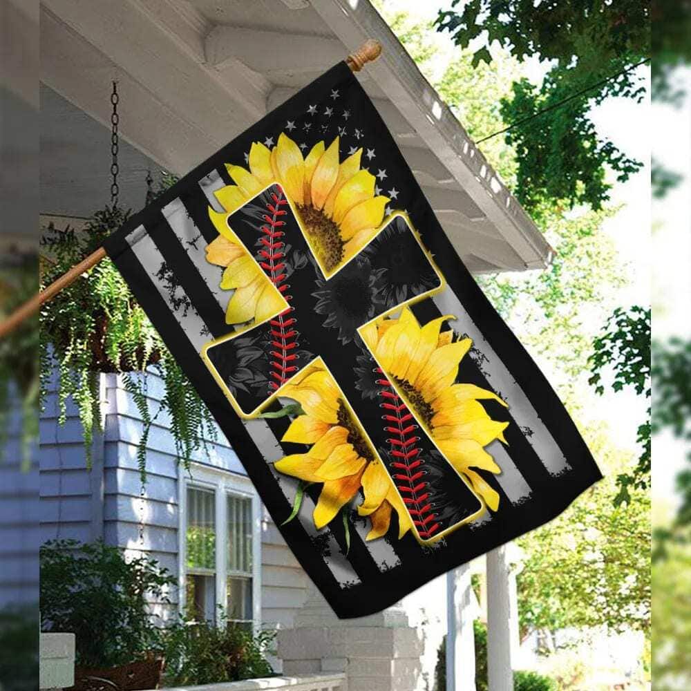 Sunflower Jesus And Softball Sunflower Christian Cross Religious Garden Flag Sunflower Jesus And Softball Sunflower Christian Cross Religious Garden Flag