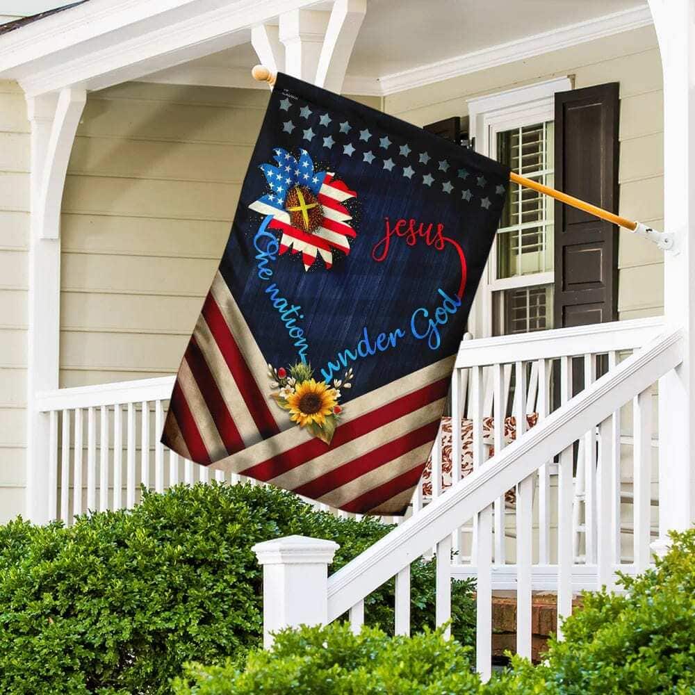 Sunflower Jesus One Nation Under God Christian Religious Garden Flag Sunflower Jesus One Nation Under God Christian Religious Garden Flag