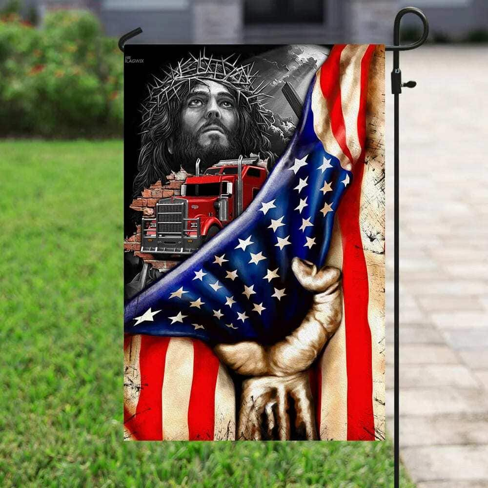 Trucker Christian Religious US Jesus Garden Flag