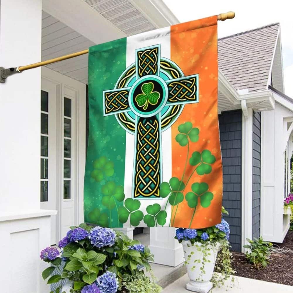 Irish Celtic Knot Cross St Patrick's Day Garden Flag Irish Celtic Knot Cross St Patrick's Day Garden Flag