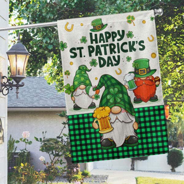 Gnome St Patrick's Day Religious Faith Garden Flag Gnome St Patrick's Day Religious Faith Garden Flag