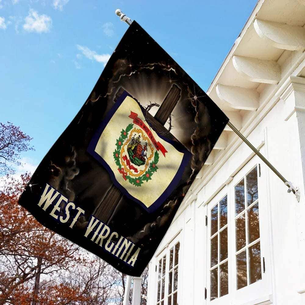 West Virginia Cross Jesus Christian Religious House Flag West Virginia Cross Jesus Christian Religious House Flag