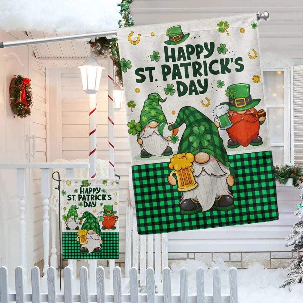 Gnome St Patrick's Day Religious Faith Garden Flag Gnome St Patrick's Day Religious Faith Garden Flag