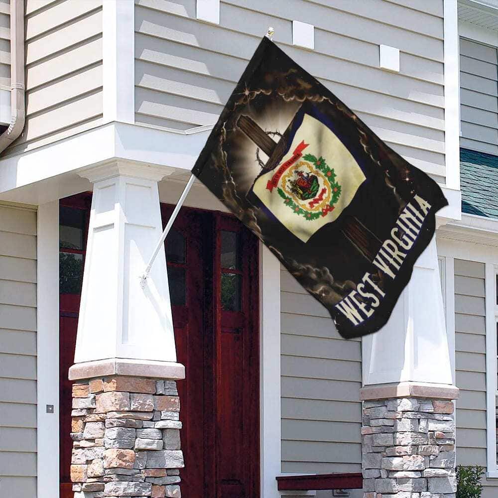 West Virginia Cross Jesus Christian Religious House Flag West Virginia Cross Jesus Christian Religious House Flag