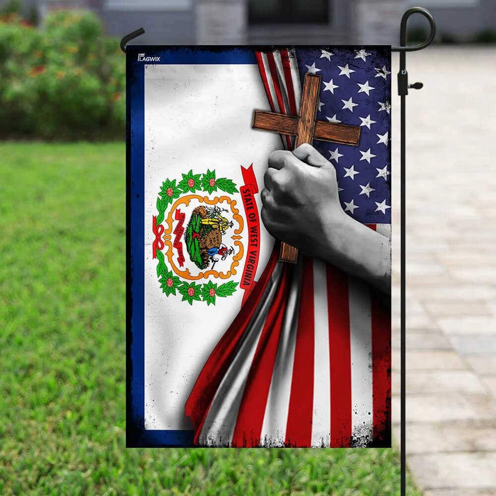 West Virginia Christian Cross Christian Religious Garden Flag West Virginia Christian Cross Christian Religious Garden Flag