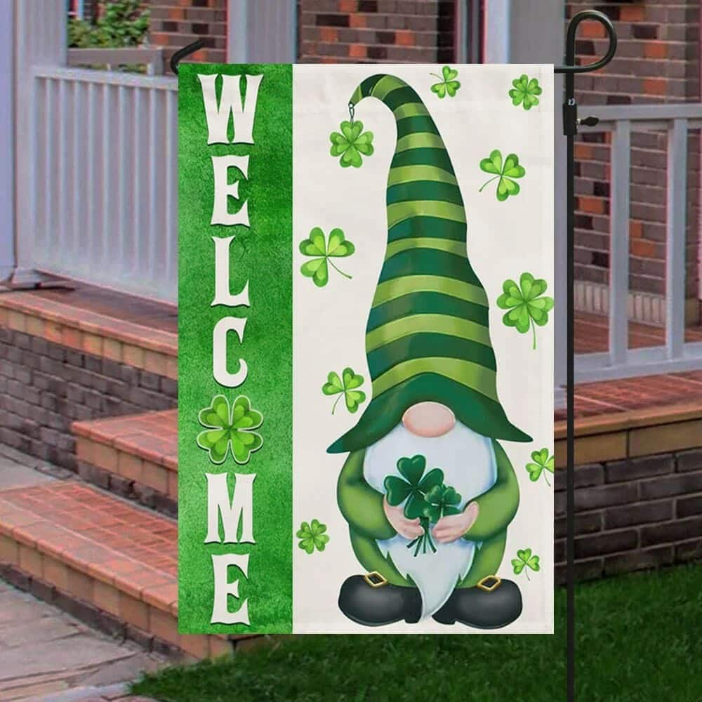 Irish Gnome Welcome St Patrick's Day Garden Flag