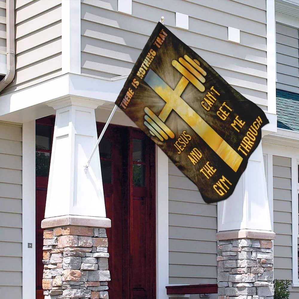 There Is Nothing That Jesus The Gym Can't Get Me Through Christian Religious Garden Flag There Is Nothing That Jesus The Gym Can't Get Me Through Christian Religious Garden Flag