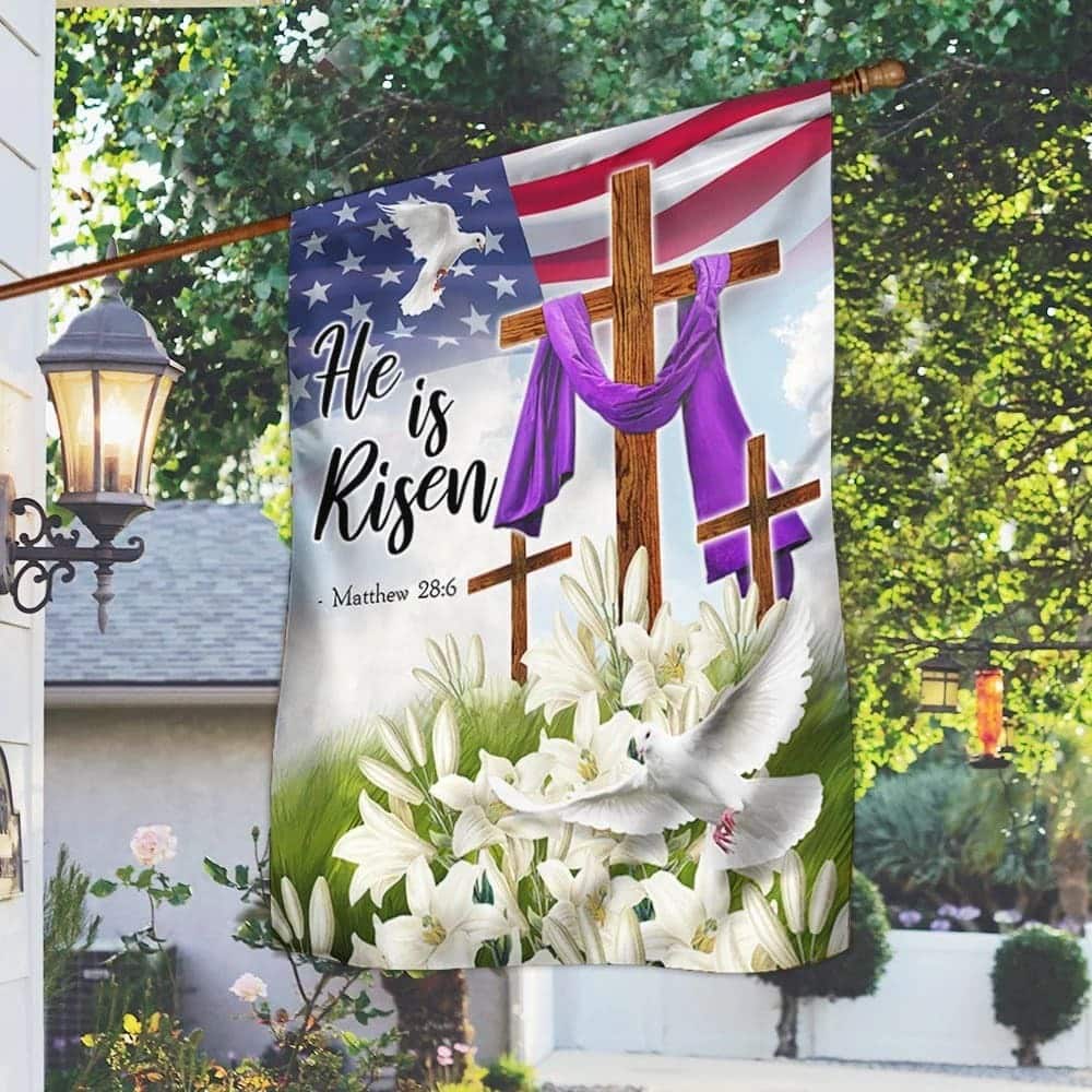 Jesus Christ Lily He Is Risen Easter Religious Easter Christian Garden Flag Jesus Christ Lily He Is Risen Easter Religious Easter Christian Garden Flag