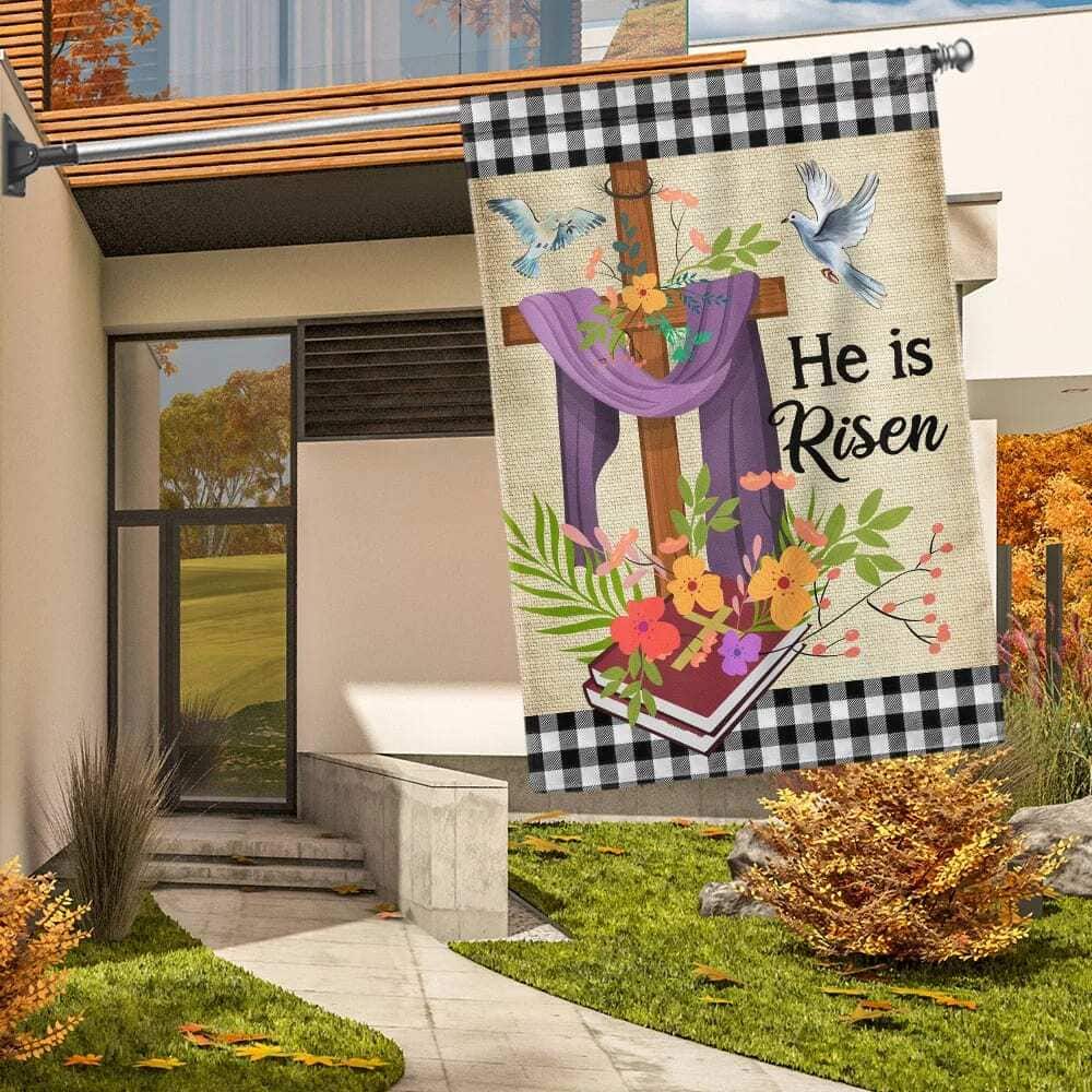 Jesus Christ He Is Risen Cross Religious Easter Garden Flag Jesus Christ He Is Risen Cross Religious Easter Garden Flag