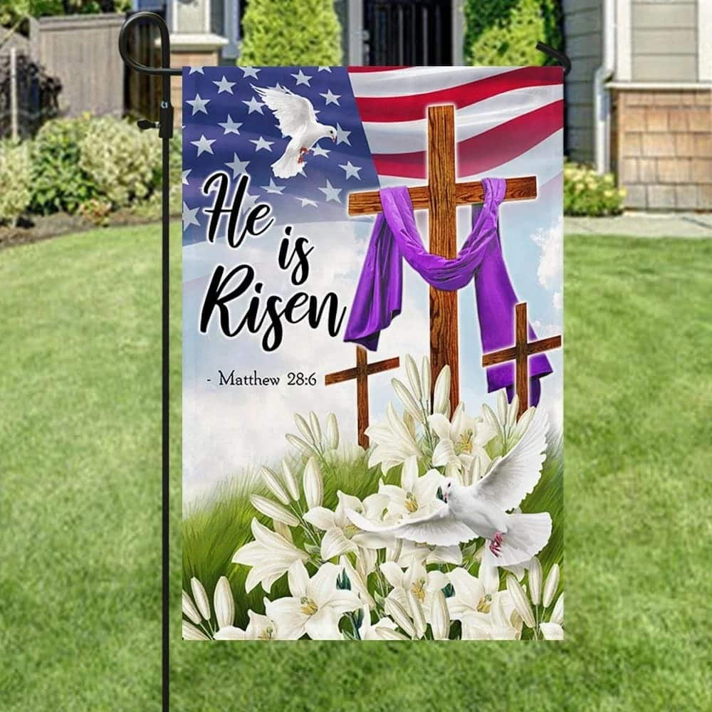 Jesus Christ Lily He Is Risen Easter Religious Easter Christian Garden Flag