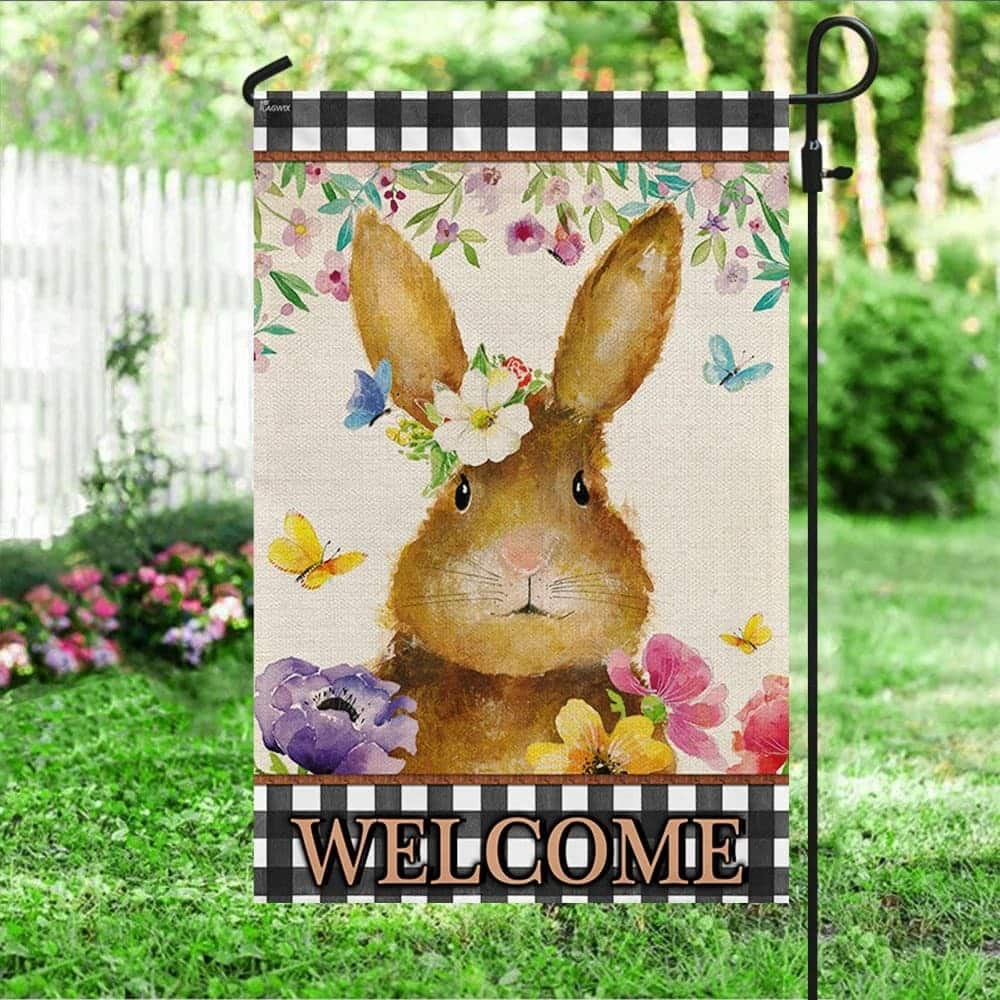 Happy Easter Day Bunny Welcome Religious Easter Christian Garden Flag