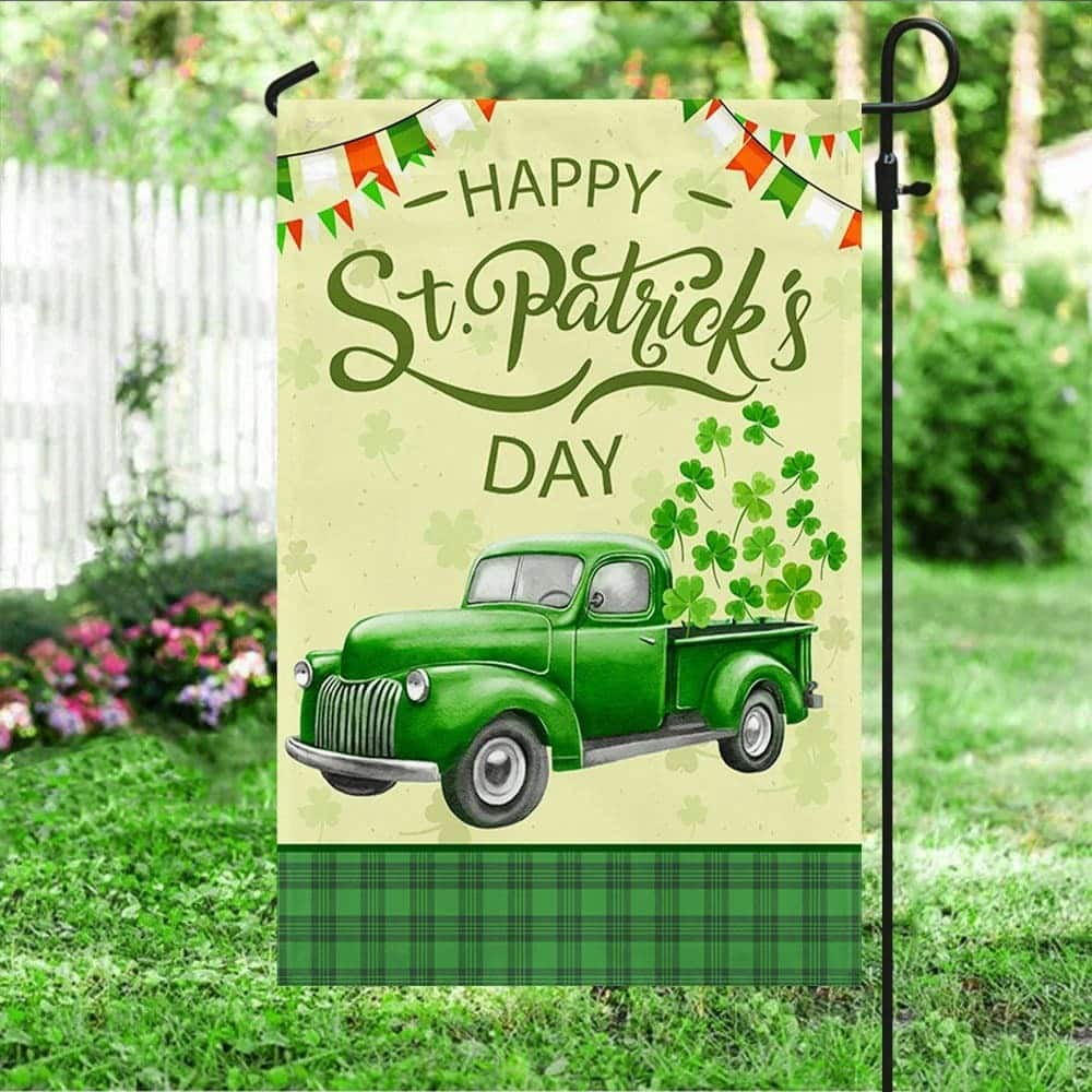 Irish Shamrock Truck St Patrick's Day Garden Flag