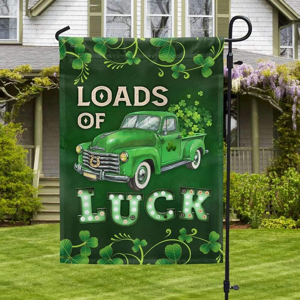 Irish Shamrock Loads Of Luck St Patrick's Day Garden Flag