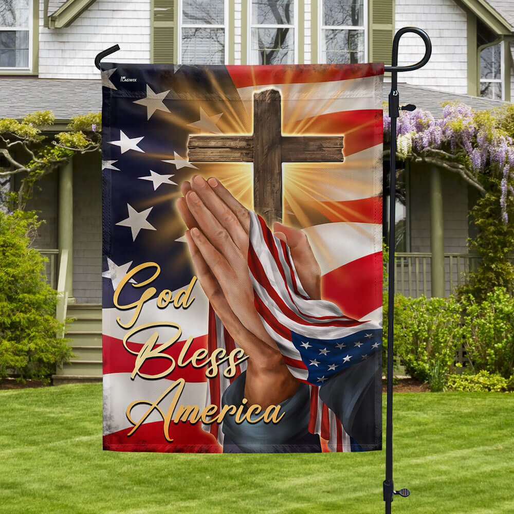 God Bless America Religious Garden Flag