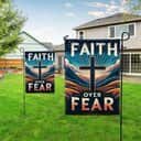 Faith Over Fear Religious Cross Christian Garden Flag