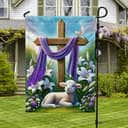 Easter Day Lamb Purple Cloth On Cross Religious Garden Flag