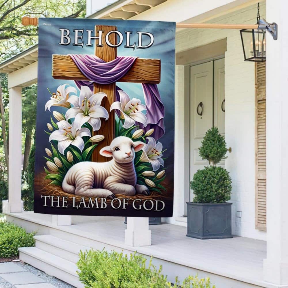 Easter Day Christian Cross Behold The Lamb Of God Religious Garden Flag Easter Day Christian Cross Behold The Lamb Of God Religious Garden Flag