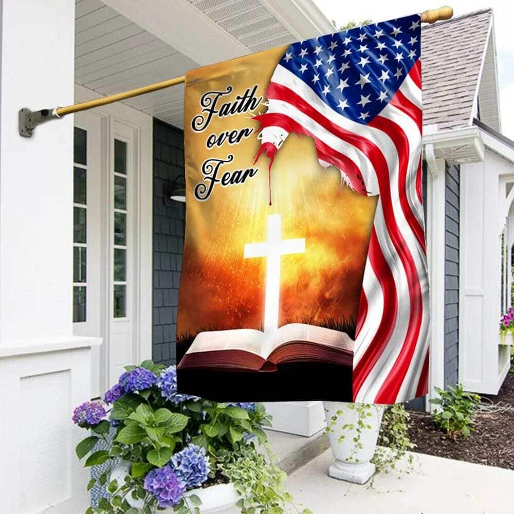 Bible Cross Holy Light Faith Over Fear American Christian Garden Flag Bible Cross Holy Light Faith Over Fear American Christian Garden Flag