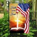 Bible Cross Holy Light Faith Over Fear American Christian Garden Flag
