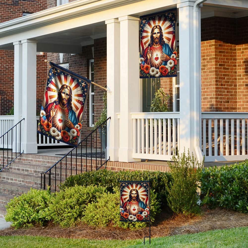 Sacred Heart Of Jesus Religious American Religious Garden Flag Sacred Heart Of Jesus Religious American Religious Garden Flag