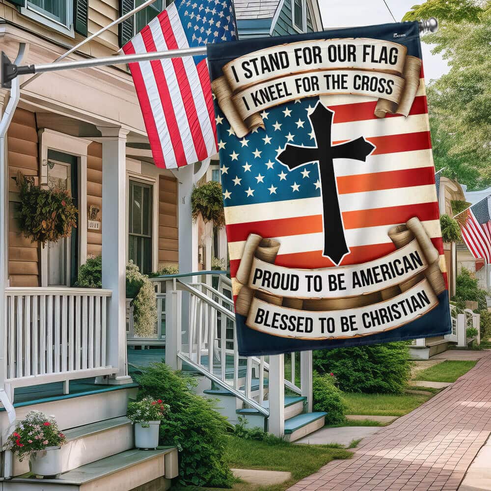 Patriotic Cross Proud To Be American Blessed To Be Christian Religious Garden Flag Patriotic Cross Proud To Be American Blessed To Be Christian Religious Garden Flag