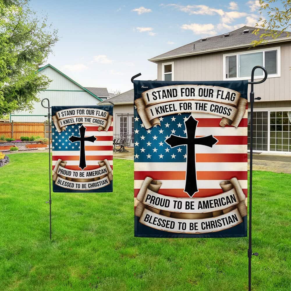 Patriotic Cross Proud To Be American Blessed To Be Christian Religious Garden Flag Patriotic Cross Proud To Be American Blessed To Be Christian Religious Garden Flag