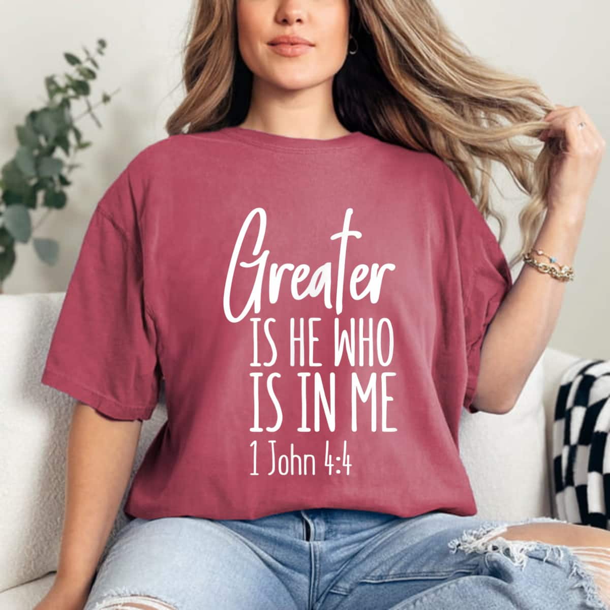 Greater Is He 1 John 44 Christian Faith Gift T-Shirt Greater Is He 1 John 44 Christian Faith Gift T-Shirt