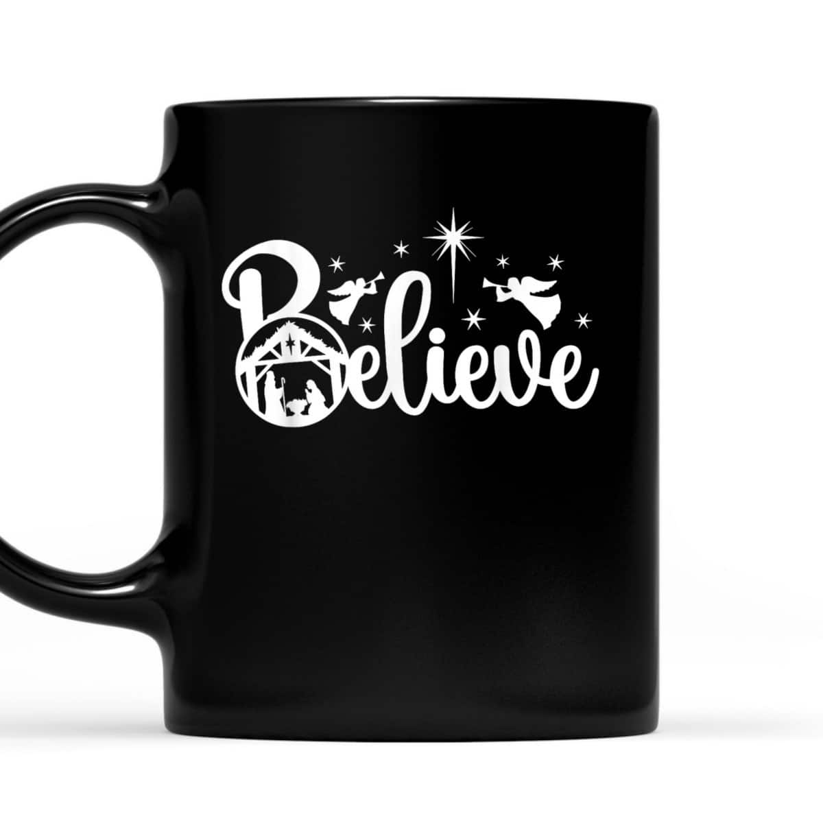 Believe Word Manger Religious Christmas Nativity T-Shirt Believe Word Manger Religious Christmas Nativity T-Shirt