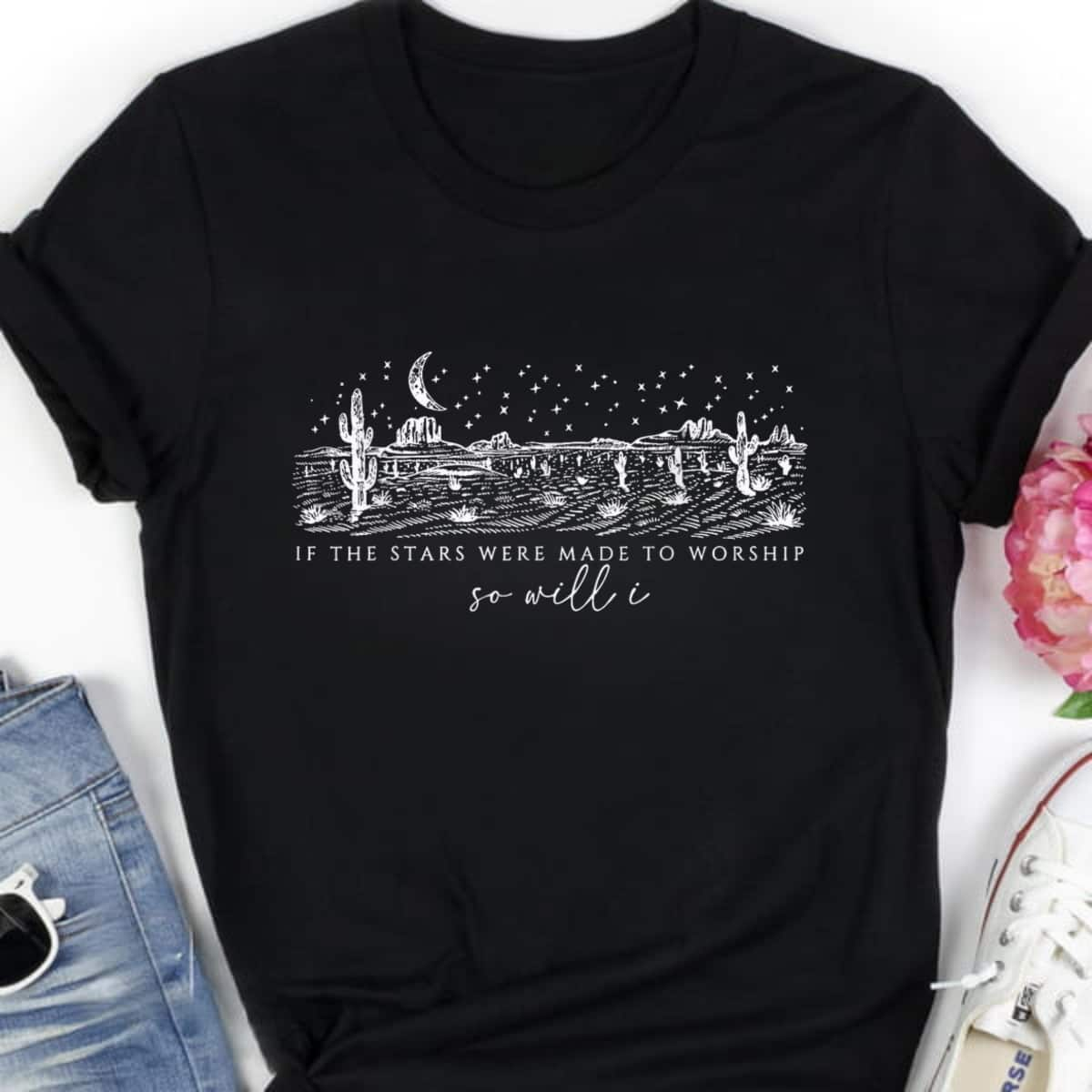 If Stars Were Made To Worship So Will I Christian Religious T-Shirt