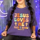 Girls Jesus Love Me This I Know Groovy Toddler Kid Christian T-Shirt