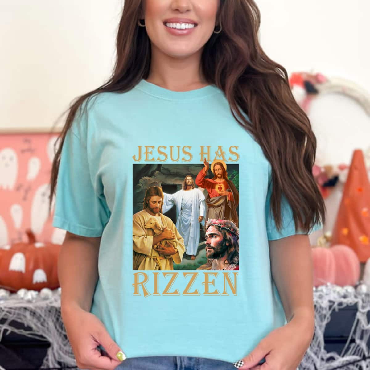 Jesus Has Rizzen Christian Bible Faith Cross T-Shirt Jesus Has Rizzen Christian Bible Faith Cross T-Shirt