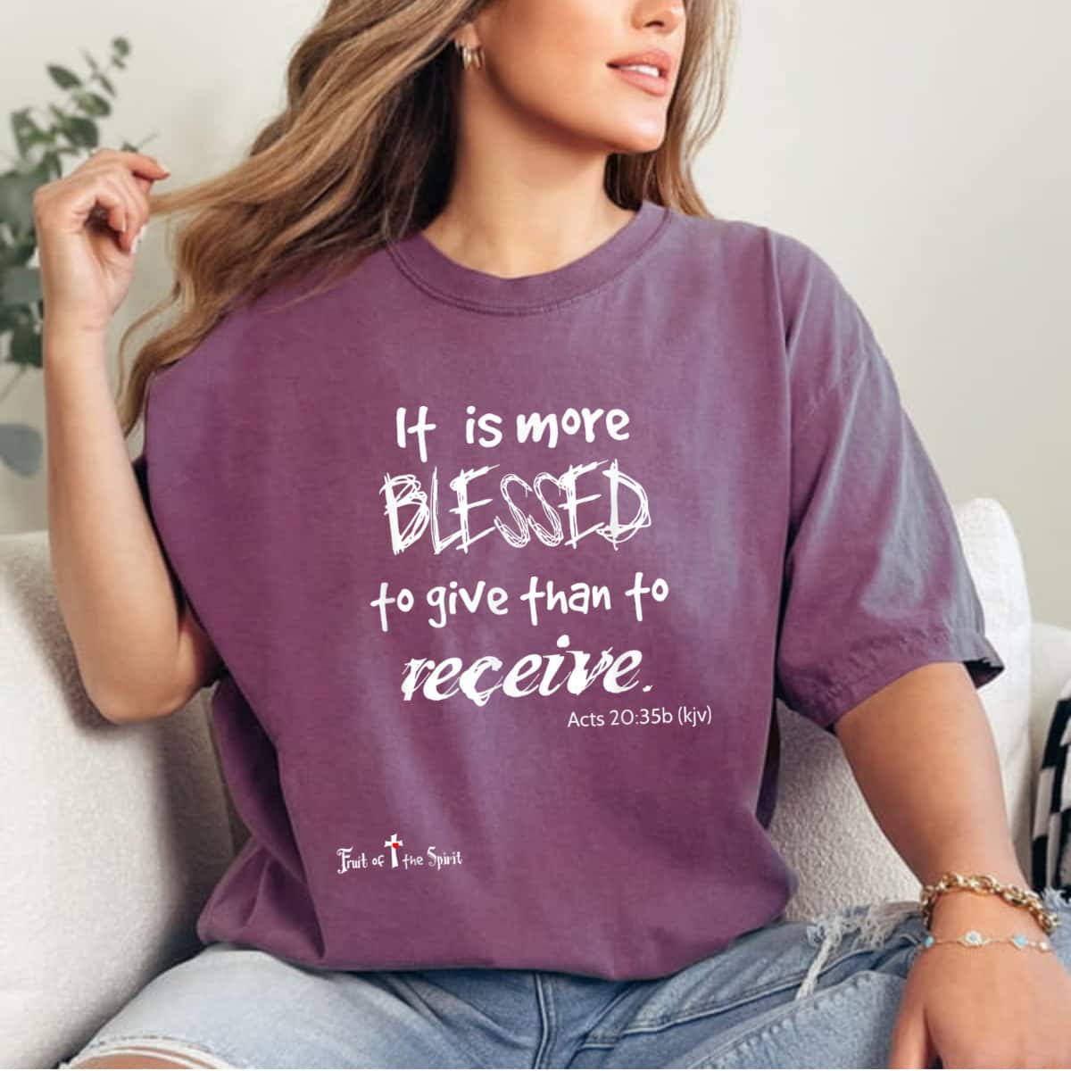 More Blessed To Give Than To Receive Christian T-Shirt More Blessed To Give Than To Receive Christian T-Shirt