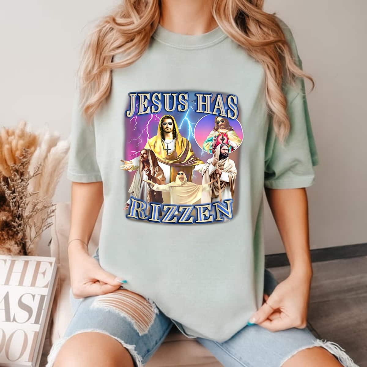 Jesus Has Rizzen Christian Bible Faith Cross Religous T-Shirt