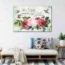 Be Still And Know That I Am God Vintage Flower Hummingbird Canvas Wall Art