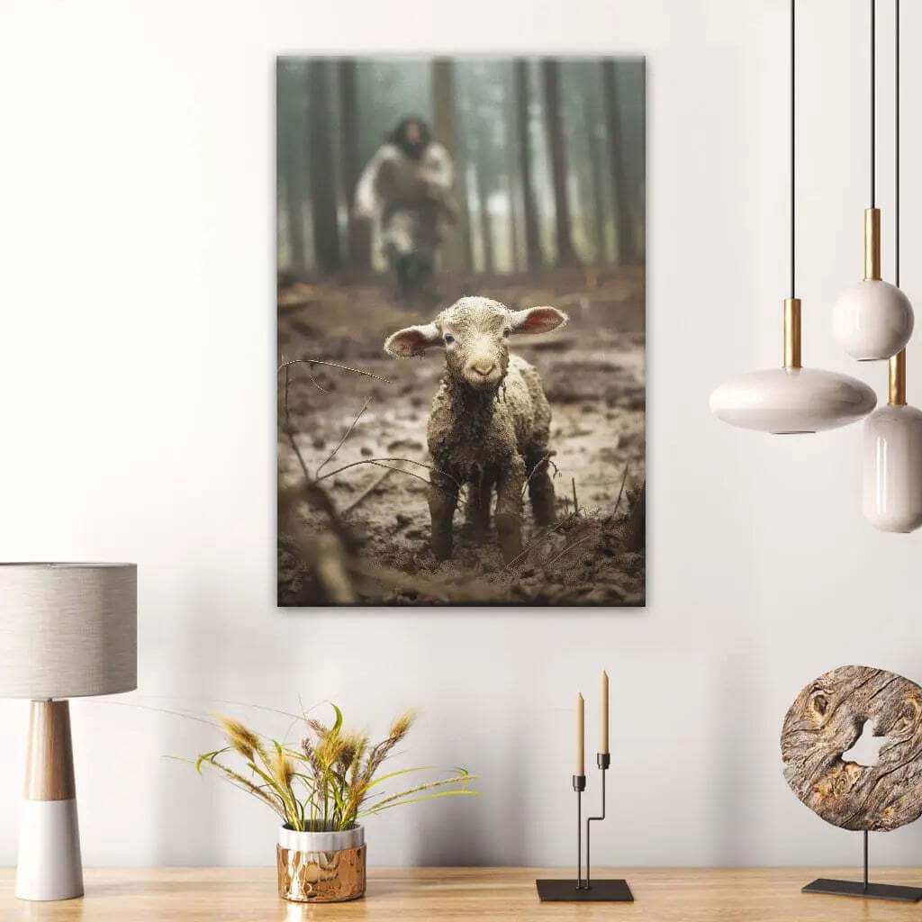Jesus Lamb Of God Jesus Running After Lamb Canvas Print