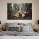 Jesus Running After A Lost Lamb Jesus And Lamb Canvas Wall Art