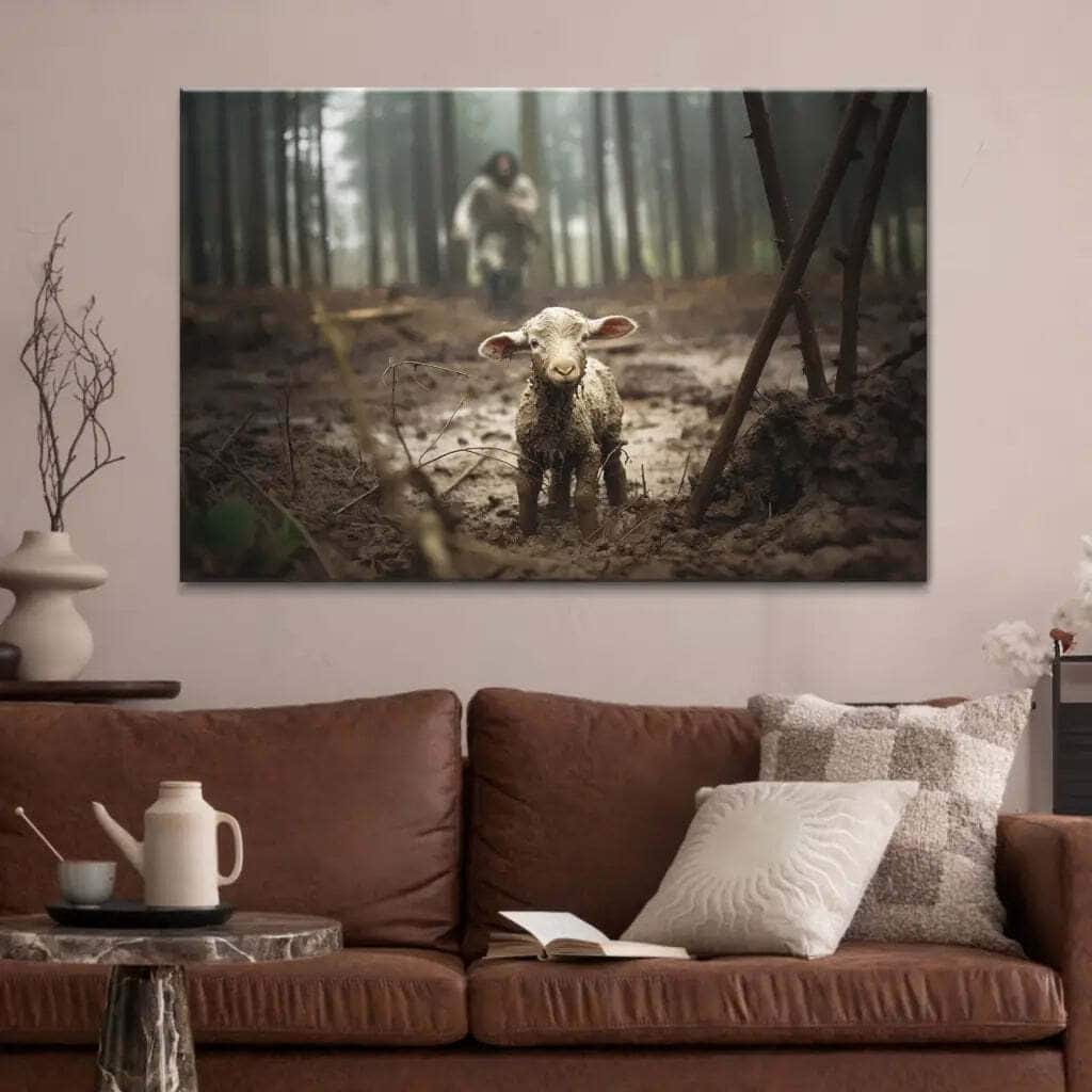 Jesus Running After A Lost Lamb Jesus And Lamb Canvas Wall Art Jesus Running After A Lost Lamb Jesus And Lamb Canvas Wall Art