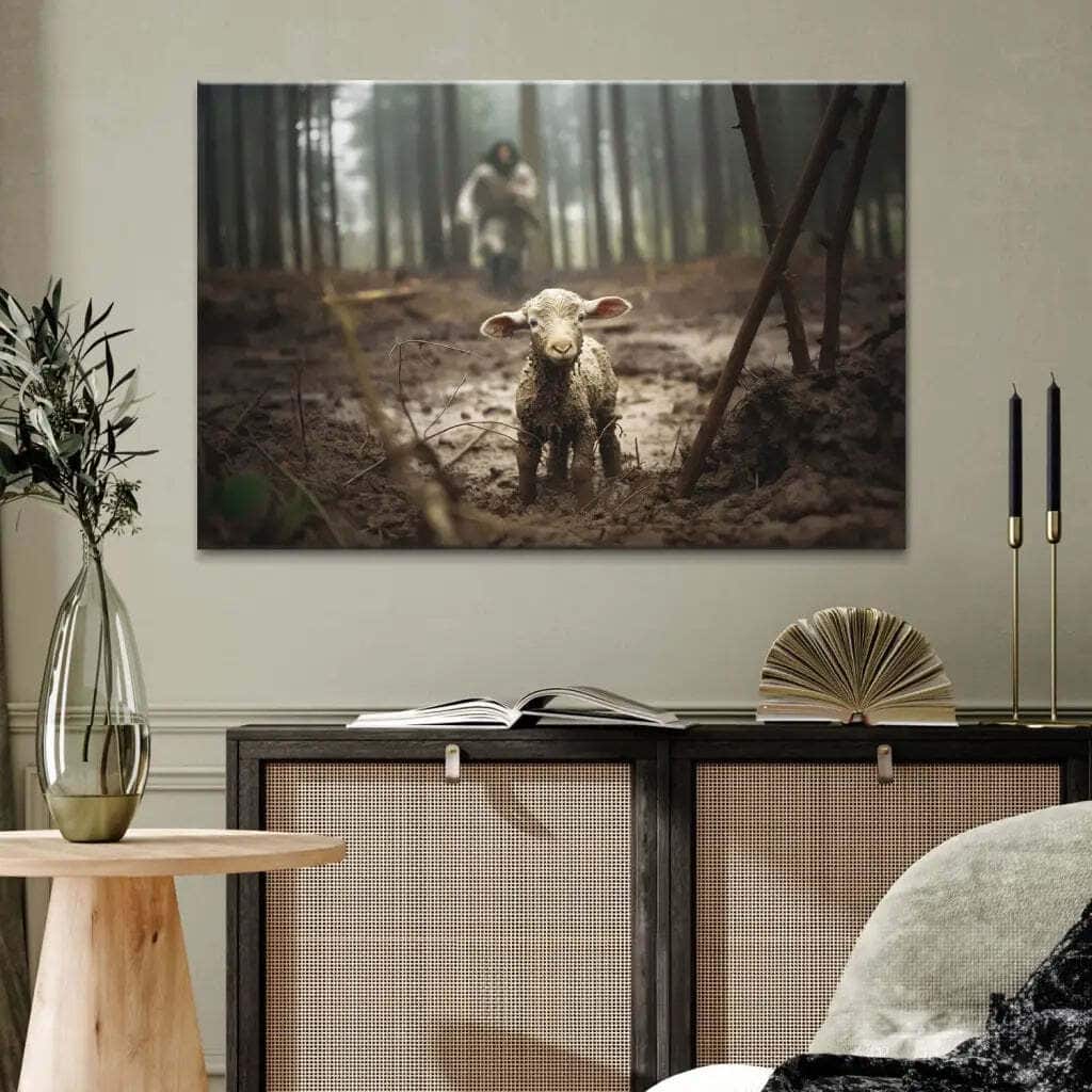 Jesus Running After A Lost Lamb Jesus And Lamb Canvas Wall Art Jesus Running After A Lost Lamb Jesus And Lamb Canvas Wall Art
