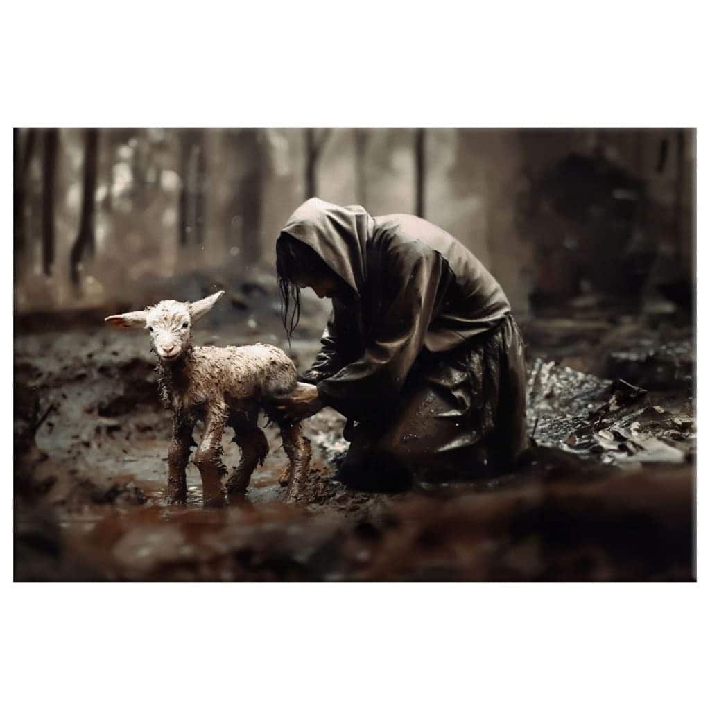 Jesus Rescues Lost Lamb Christian Religious Canvas Wall Art Gift For Believers Jesus Rescues Lost Lamb Christian Religious Canvas Wall Art Gift For Believers
