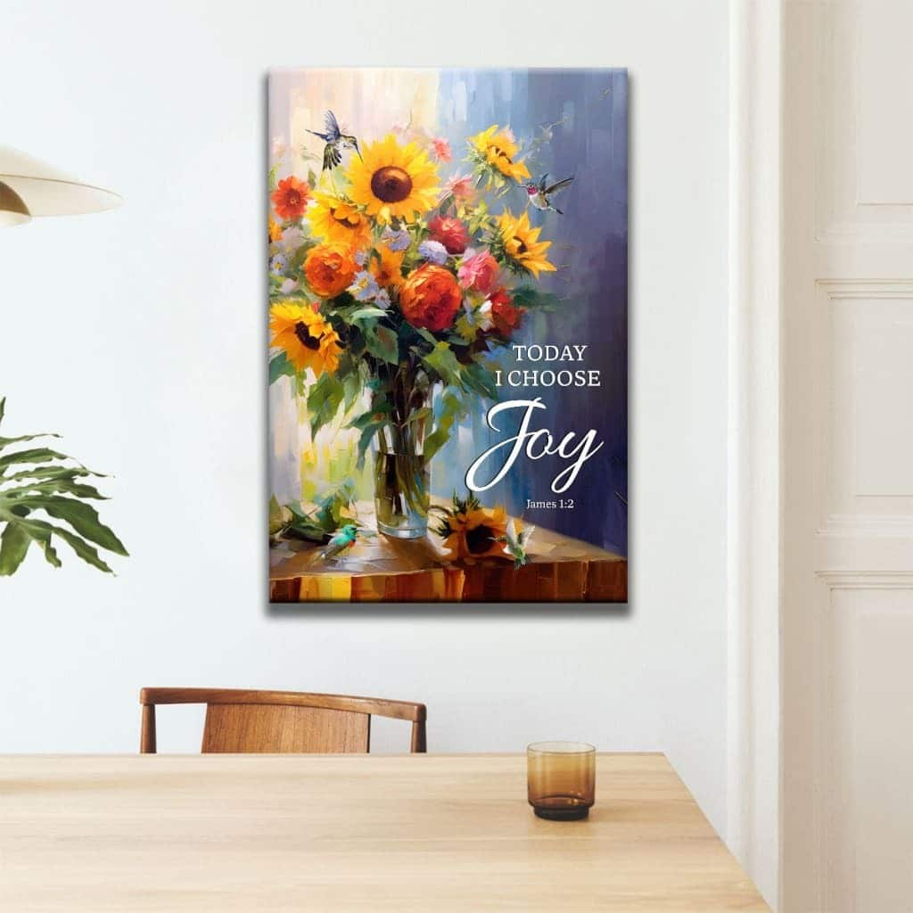 Today I Choose Joy Hummingbird Sunflower Canvas Print