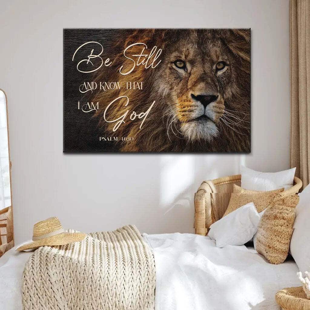 Be Still And Know That I Am God Lion Of Judah Christian Canvas Wall Art