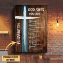 God Says You Are Wall Art Canvas With Custom Name Canvas Print
