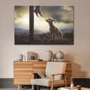 Lamb Looking Up At Feet Of Jesus Canvas Wall Art