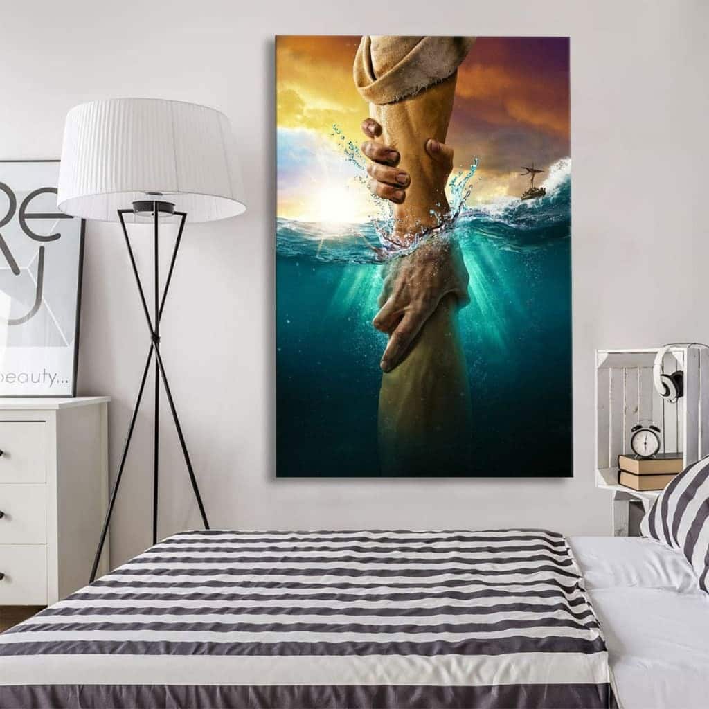 Christian Faith Jesus Reaching Into The Water Canvas Print Christian Faith Jesus Reaching Into The Water Canvas Print