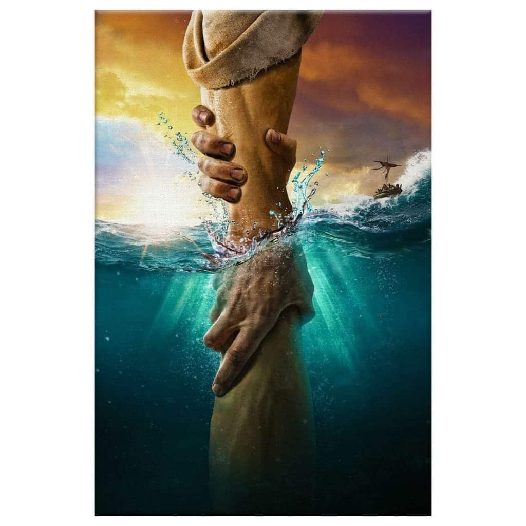 Christian Faith Jesus Reaching Into The Water Canvas Print Christian Faith Jesus Reaching Into The Water Canvas Print