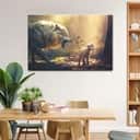 Jesus Running Towards Wolf And Lamb Canvas Wall Art