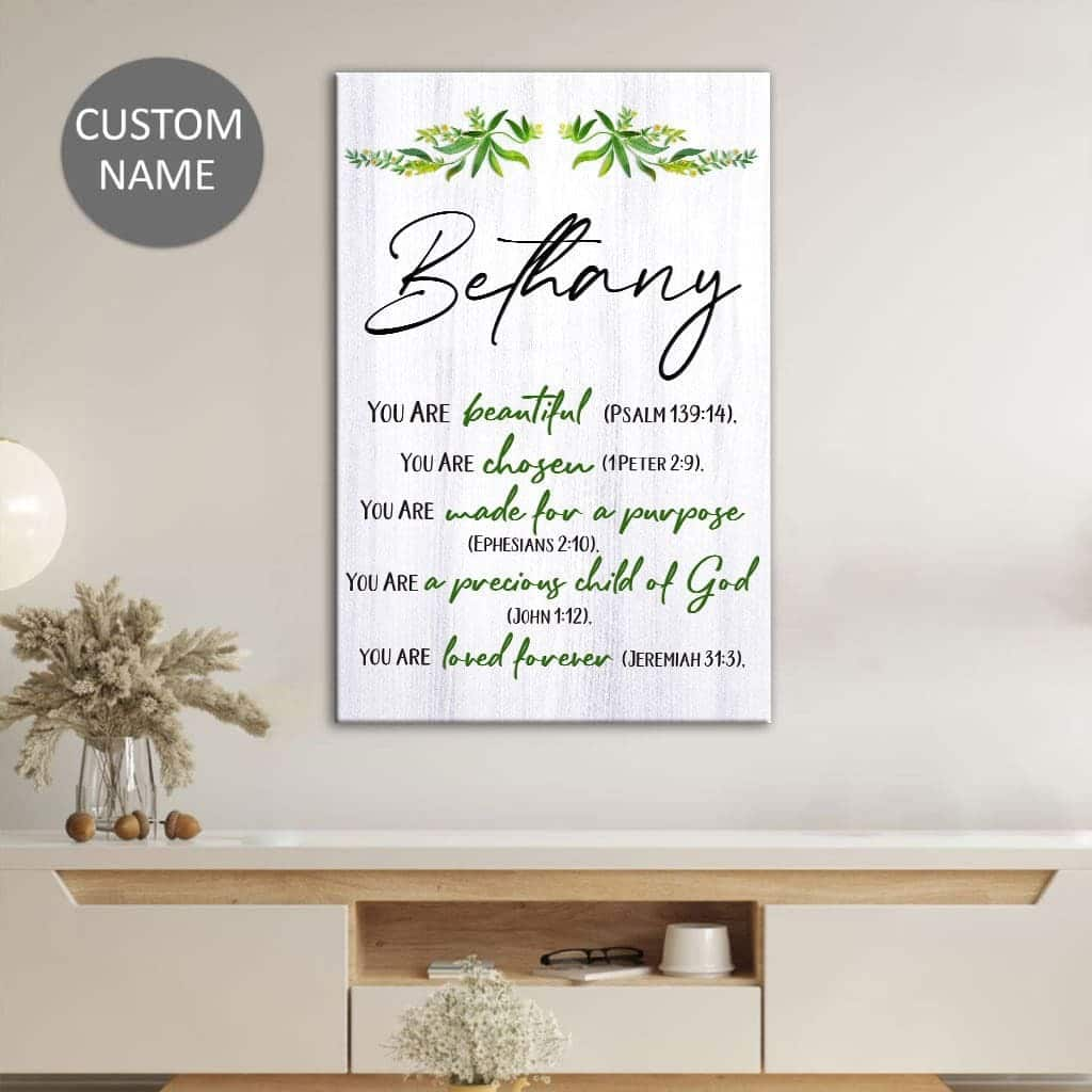 You Are Beautiful Chosen Made For A Purpose Christian Gift Canvas Print