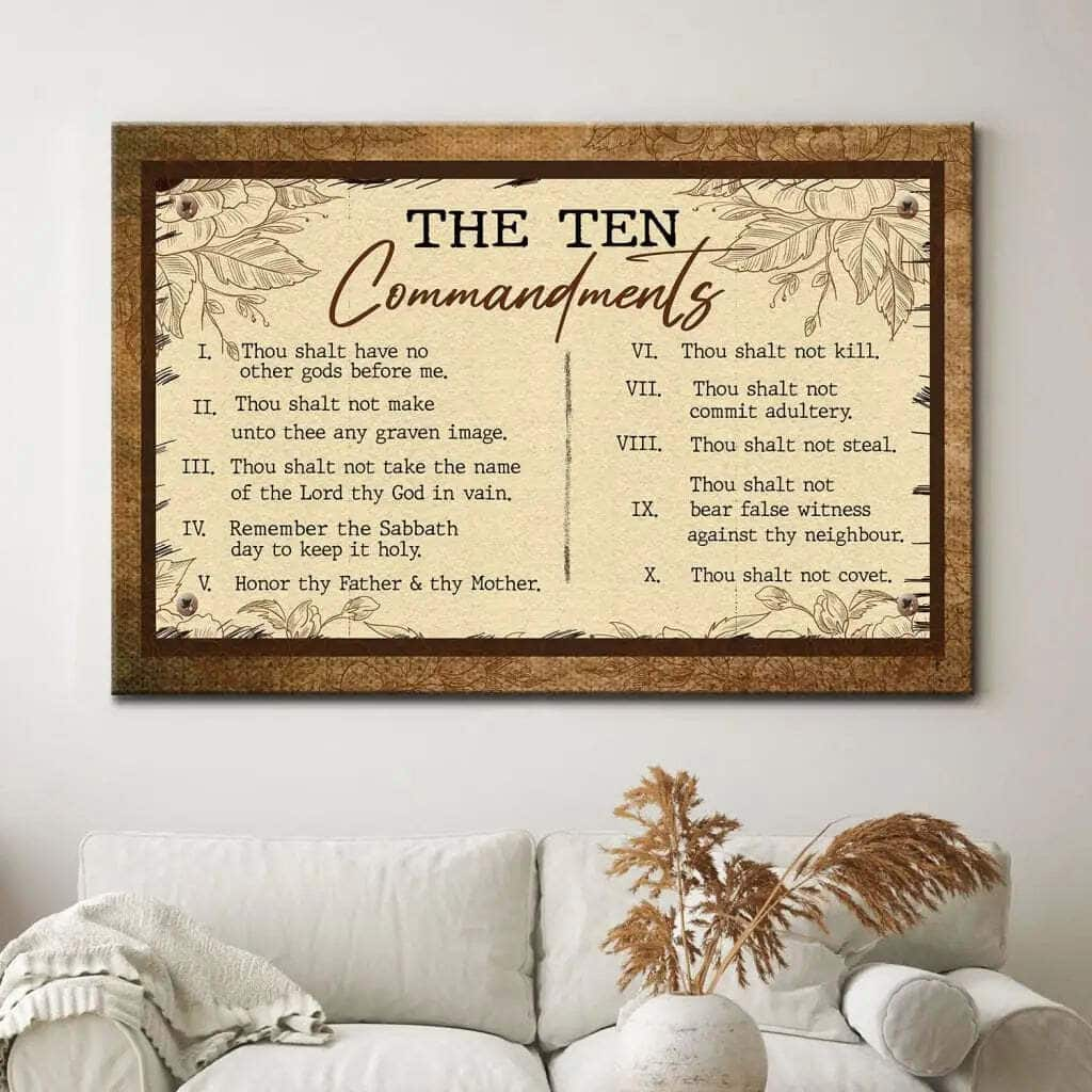 10 Commandments Christian Religious Canvas Wall Art