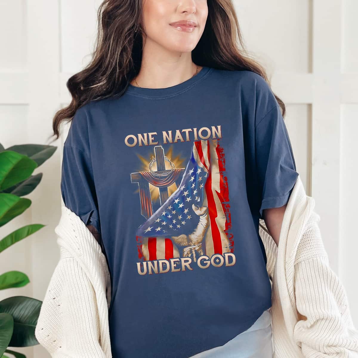 One Nation Under God US Flag 4th Of July Patriotic Christian T-Shirt One Nation Under God US Flag 4th Of July Patriotic Christian T-Shirt