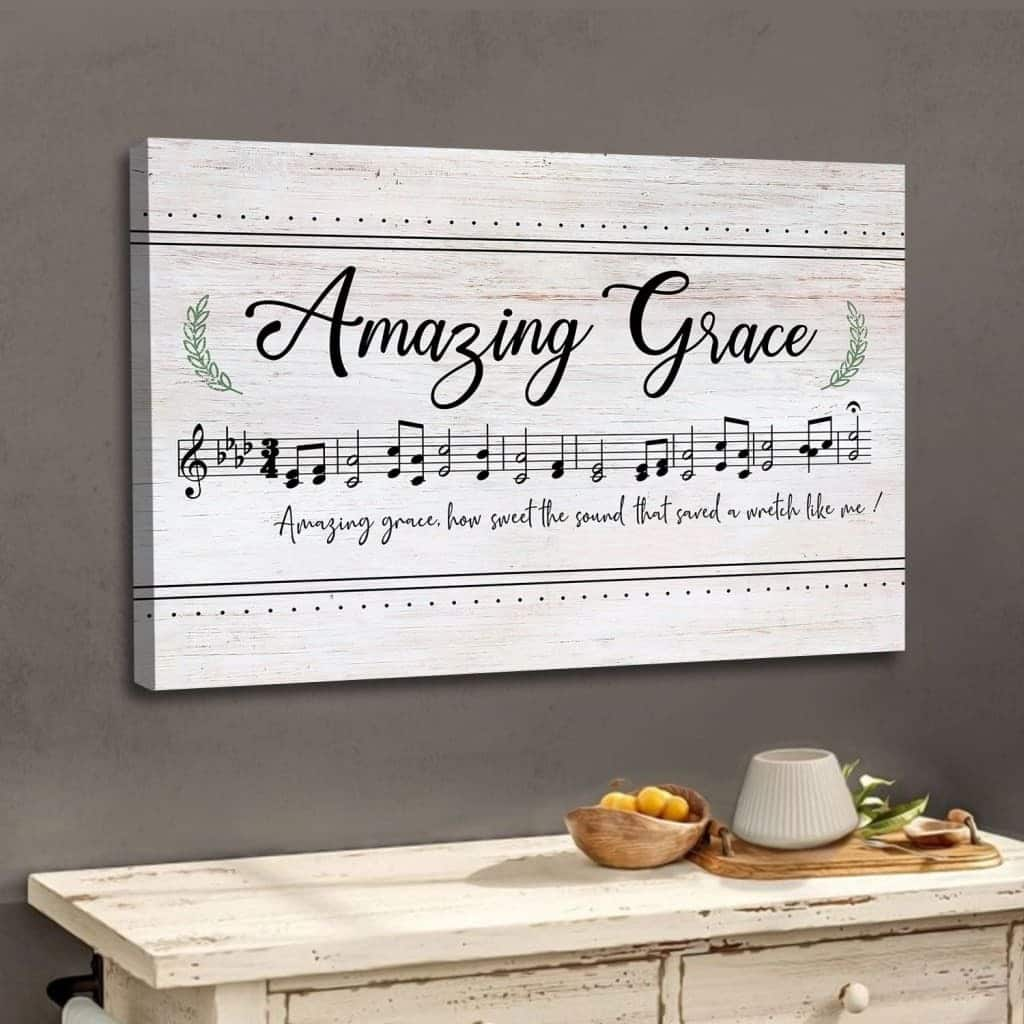 Christian Amazing Grace How Sweet The Sound Sheet Music Christian Song Lyrics Canvas Wall Art